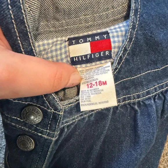 Y2K Vintage Tommy Hilfiger Baby Denim Overall Dress 12–18M - Picture 5 of 5